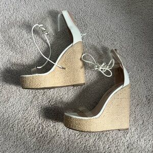 Elegant White Wedge Sandals